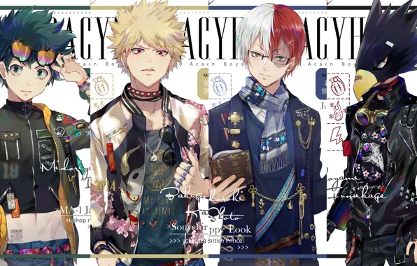 Collage, art, guys, heroes, Boku No Hero Academy