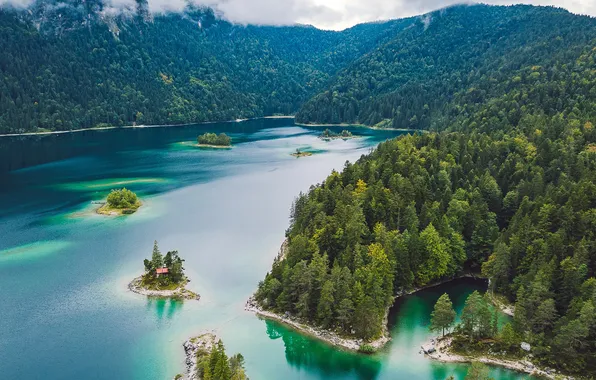 Bayern, Bayern, Scenic, Forest Lake, Forest lake, Eibsee, Picturesque landscape, See also