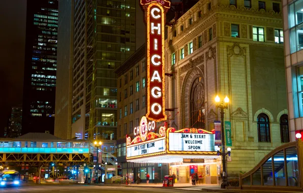 Picture car, auto, the building, construction, The city, Chicago, City, taxi