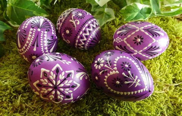 Picture leaves, holiday, eggs, Easter, weed