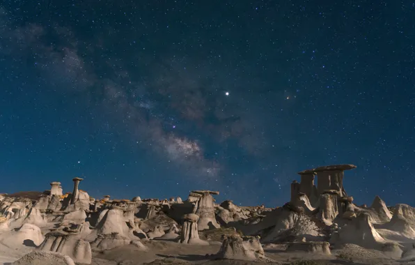 The sky, space, stars, night, desert, the night sky