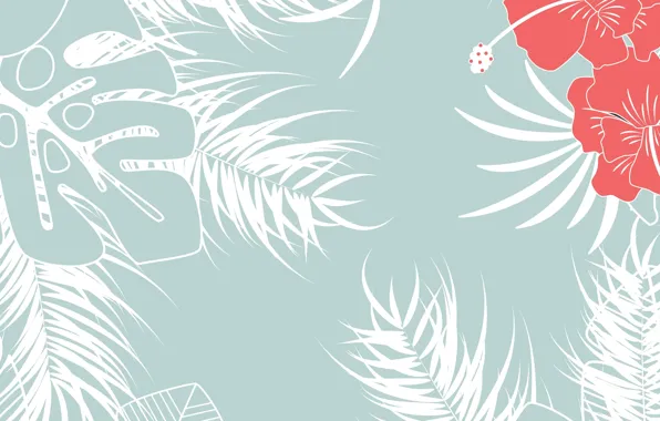 Leaves, flowers, texture, hibiscus