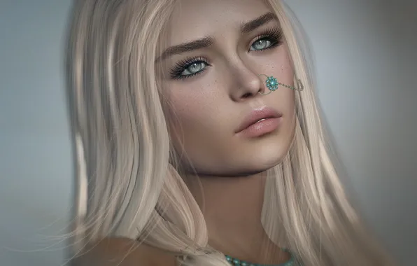 Girl, decoration, face, portrait, blonde