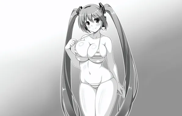 Girl, sexy, Hatsune Miku, cleavage, Vocaloid, long hair, boobs, anime