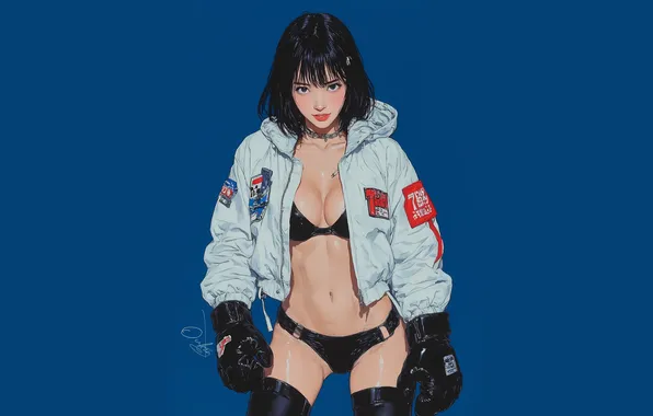 Picture blue, boxing, asian, AI Art, OukenM24