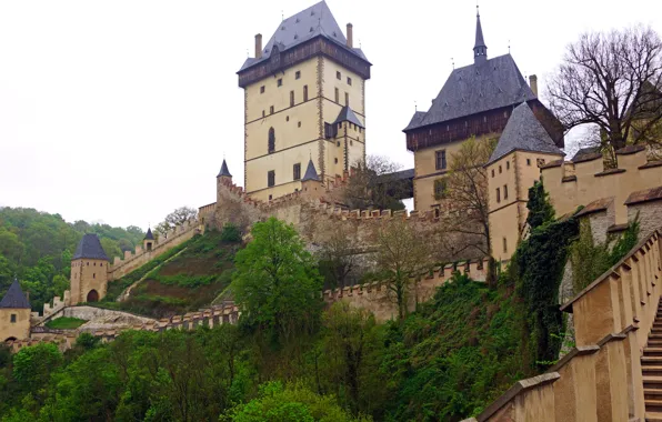 The city, photo, castle, landscape, Czech Republic, Karlstejn