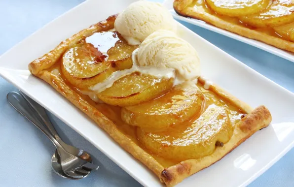 Picture apples, ice cream, dessert, puff