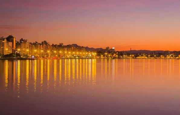 Picture twilight, sunset, hills, dusk, Brasil, Santa Catarina, Florianópolis