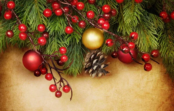 Decoration, berries, balls, Christmas, decoration, xmas, Merry, Christmas. New Year