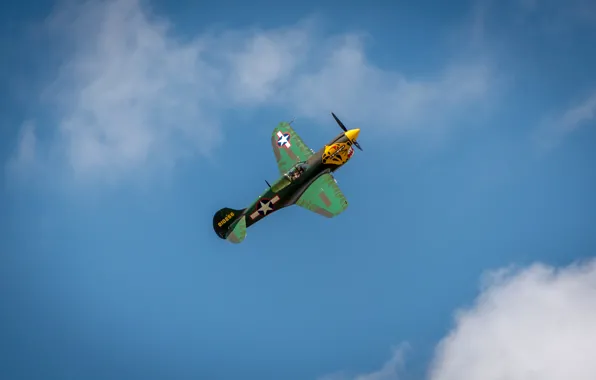 Picture the sky, clouds, flight, retro, the plane, fighter, parade