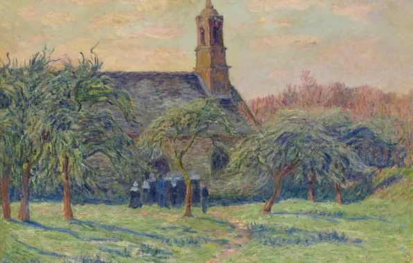 Picture landscape, picture, Henri Sea, Henry Moret, Church Croar-Carnoët