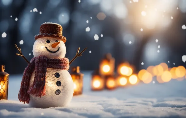 Winter, snow, Christmas, New year, snowman, Christmas, winter, snow