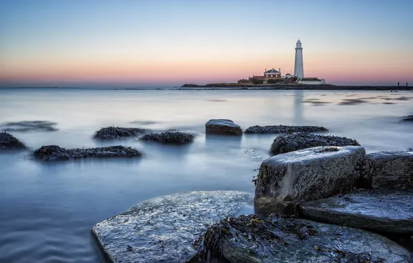 Sea, landscape, lighthouse
