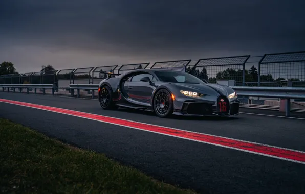 Asphalt, the fence, Bugatti, Chiron, 2020, Chiron Pur Sport