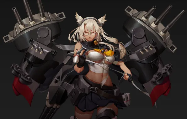 Gun, soldier, weapon, war, nothing, anime, cat, red eyes
