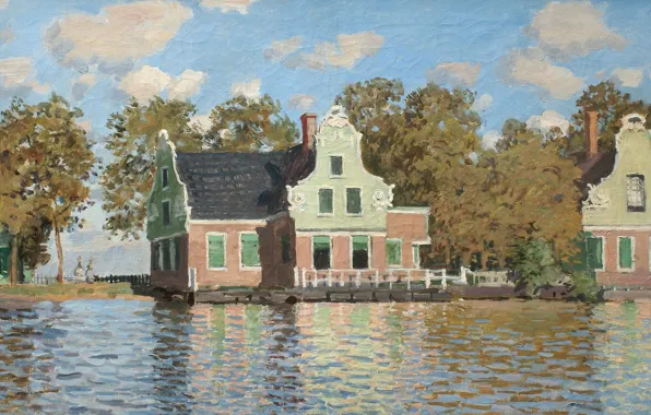 Landscape, picture, Claude Monet, House on the River Zaan in Zaandam