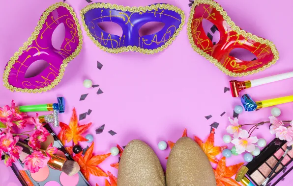 Flowers, style, makeup, shadows, Mask, carnival