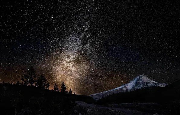Picture the sky, mountains, night, stars