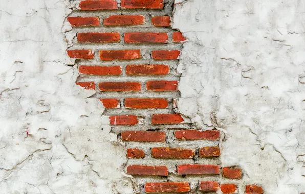 Cracked, wall, brick, texture, masonry, plaster