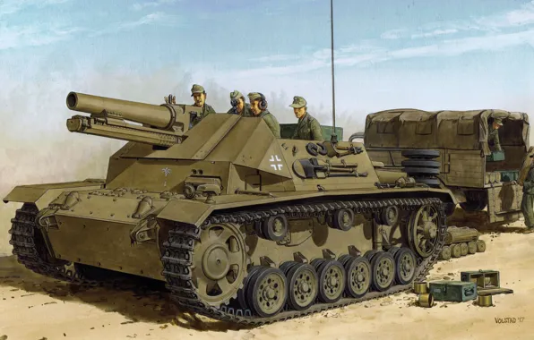 Art, SAU, Pz.Kpfw.III, The second World war, WW2, The Wehrmacht, DAK, German Afrika Korps