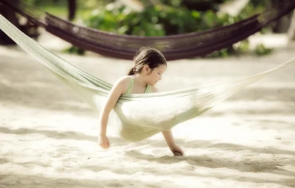 Summer, mood, hammock, girl