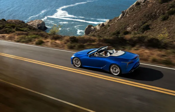 Road, coast, speed, Lexus, Convertible, LC 500, 2021