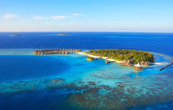The ocean, island, The Maldives, resort