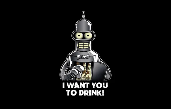 Minimalism, Robot, Style, Beer, Background, Bender, Futurama, Futurama