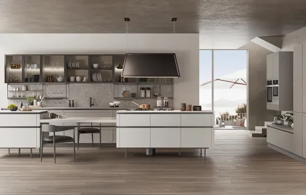 Style, Villa, interior, Italy, kitchen, dining room, dining area, Italian design