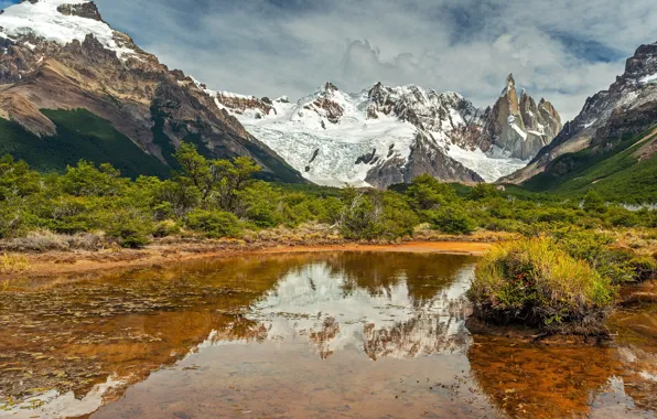 Picture mountains, lake, rocks, Argentina, Patagonia, Cerro Torre