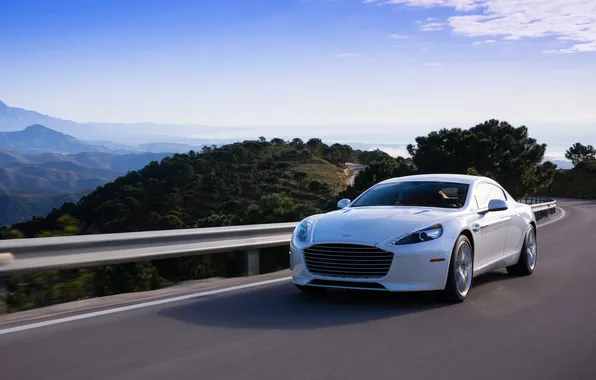 Picture Aston Martin, The sky, Auto, Road, White, Day, The front, Rapid