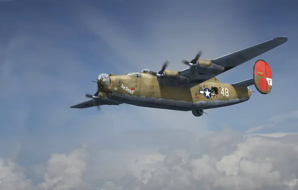 Graphics, art, Liberator, B-24, Consolidated, American heavy bomber