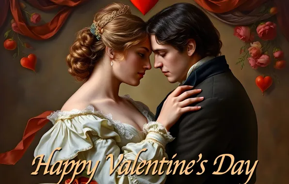 Love, flowers, woman, pair, hearts, male, lady, gentleman