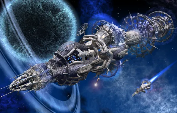 Space, planet, the portal, flight, starships