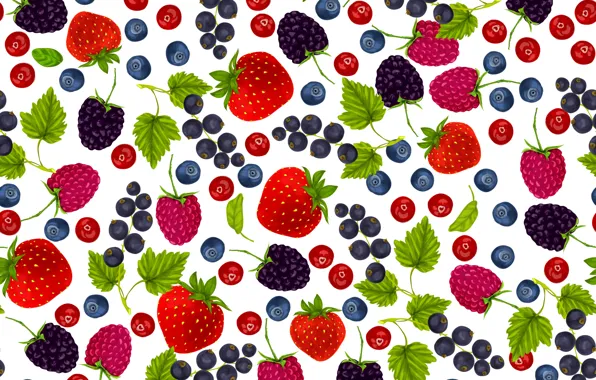 Berries, background, vector, texture, blueberries, strawberry, different, currants