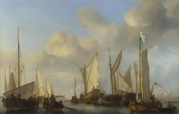 Picture ship, picture, sail, Willem van de Velde the Younger, Dutch yacht salute, Willem van de …