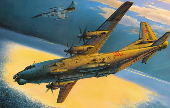 Figure, Lockheed, Starfighter, An-12БК-PPP, jammers, Cub, F-104, interception