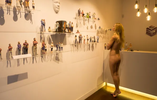 Ass, model, interior, blonde, exhibition, Museum, Coxy Dominika
