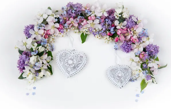 Flowers, heart, flowers, romantic, hearts, composition, composition, floral