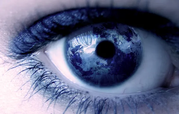 Picture eyes, eyelashes, planet, the pupil