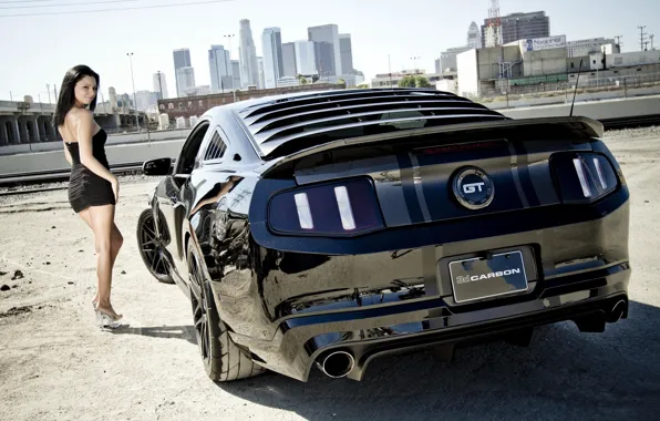 Mustang, Ford, Girl, Carbon