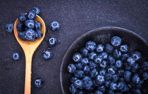 Berries, blueberries, spoon, fresh, spoon, blueberry, blueberries, berries