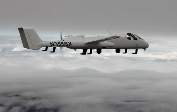 The sky, clouds, the plane