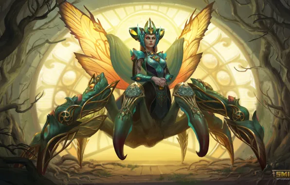 Girl, insects, wings, spider, being, fantasy, arachnids, Smite