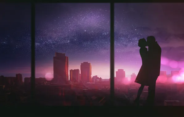 Picture girl, love, the city, kiss, pair, male, t1na