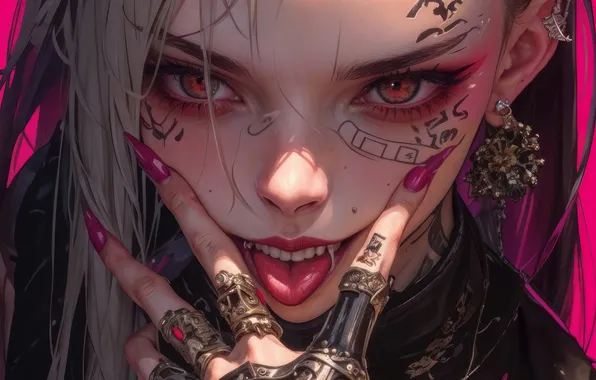 Pink, Girl, Anime, Tattoo, Anime Girl, AI Art