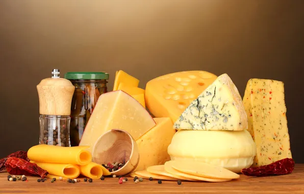 Cheese, pepper, spices, mold