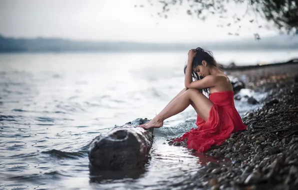 Picture girl, shore, dress, surf, Hazel, Ingo Kremmel, Feel the Brise