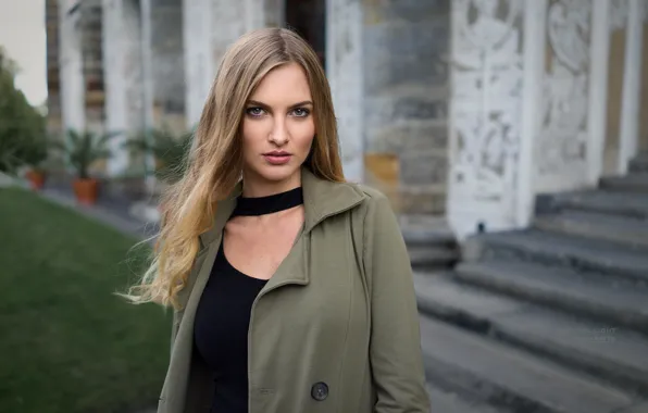 Look, girl, portrait, makeup, dress, jacket, hairstyle, blonde