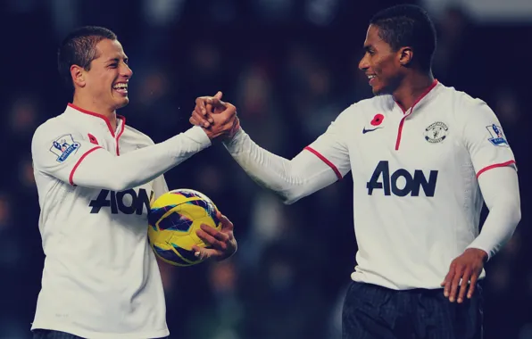 Picture Manchester United, Javier Hernandez, Antonio Valencia, Matchday